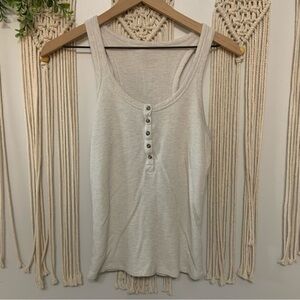 AERIE Women’s Tuck It In Henley Tank Top‎ Oatmeal Size Medium Great